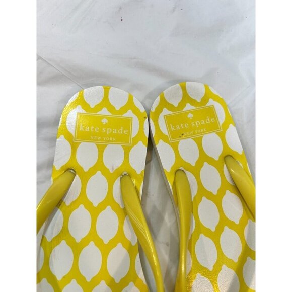 Kate Spade Nadine Lemon Yellow Bow Rubber Thong Sandals Sz 7 SB-F - Picture 10 of 11